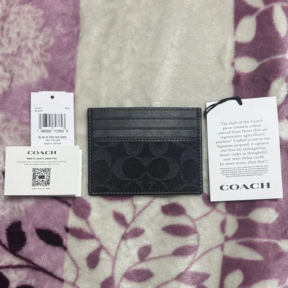 Coach Slim ID Card signature denim - Picture 1 of 5